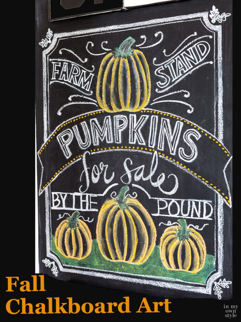 Fall Chalkboard Drawing and Lettering with Pumpkins.