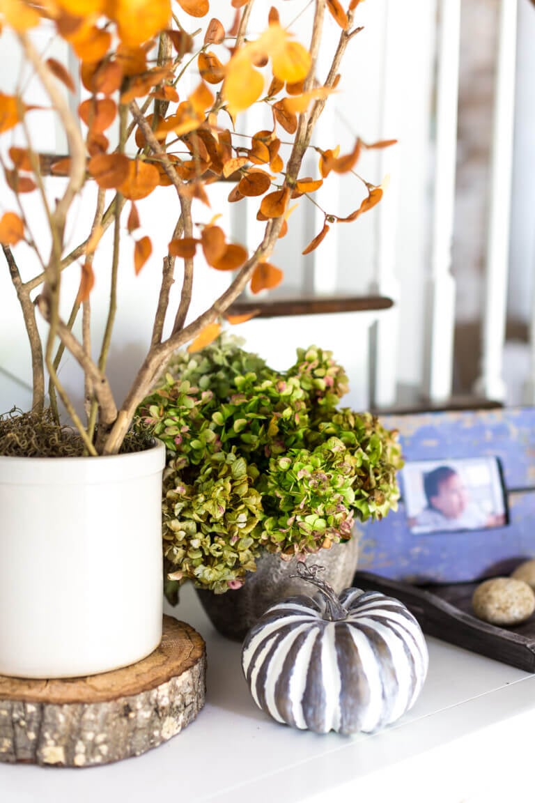Fall decor for a console table