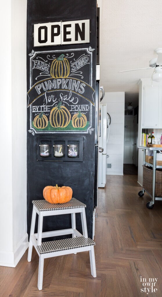 Chalkboard wall in kitchen