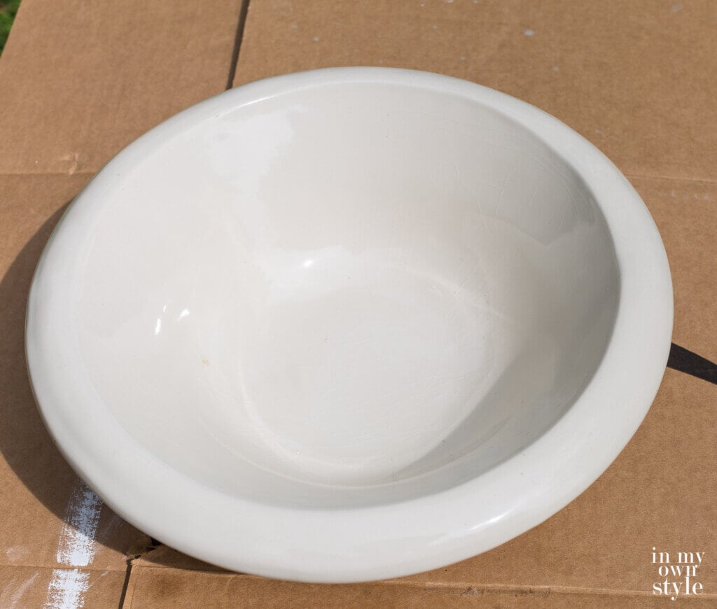 Inside look at large Pottery Barn bowl.