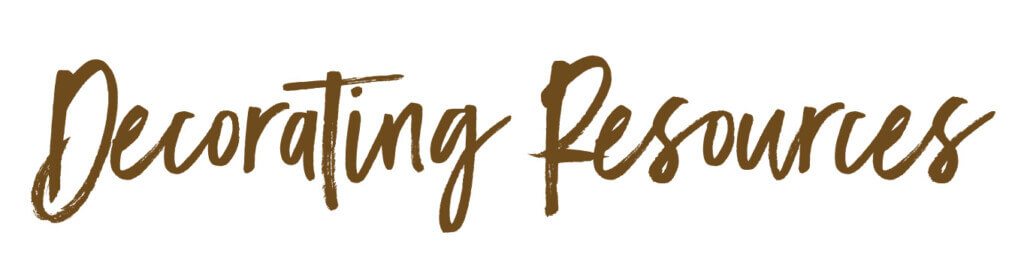 Lettering that says Decorating Resources