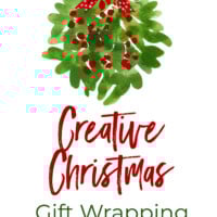 Watercolor image of mistletoe. Text says Creative Christmas Gift Wrapping ideas