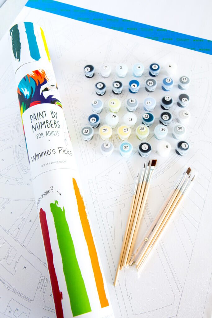Custom Paint by numbers kit and contents