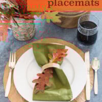 Thanksgiving Table Place setting. Text overlay says Thanksgiving Placemats
