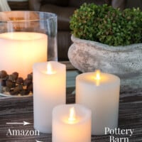 3 flicker candles on a table. Text overlay says The Most Realistic Flicker Candle