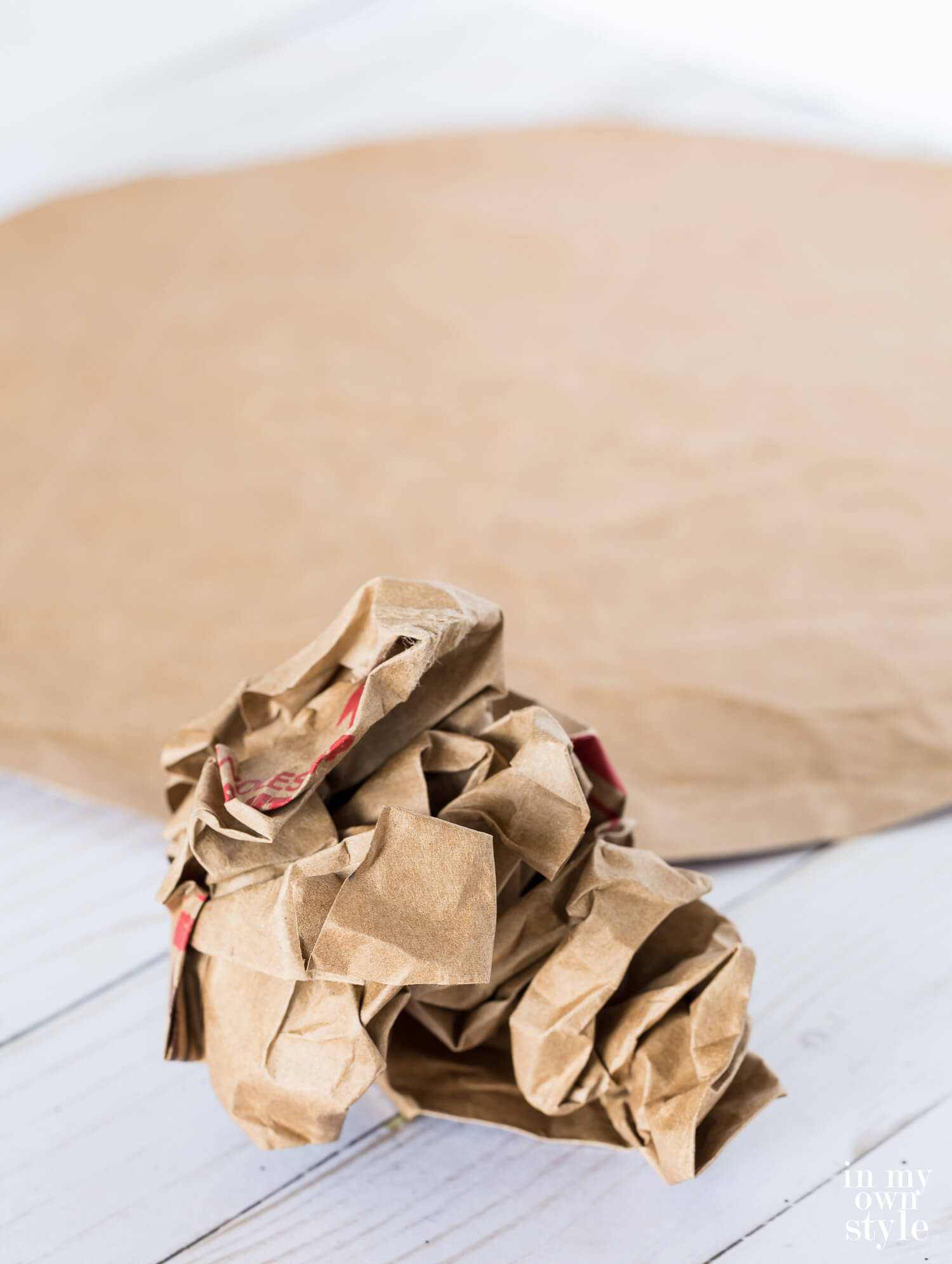 Crumpled up brown paper bag