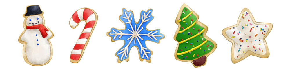 Christmas cookies water color illustrations