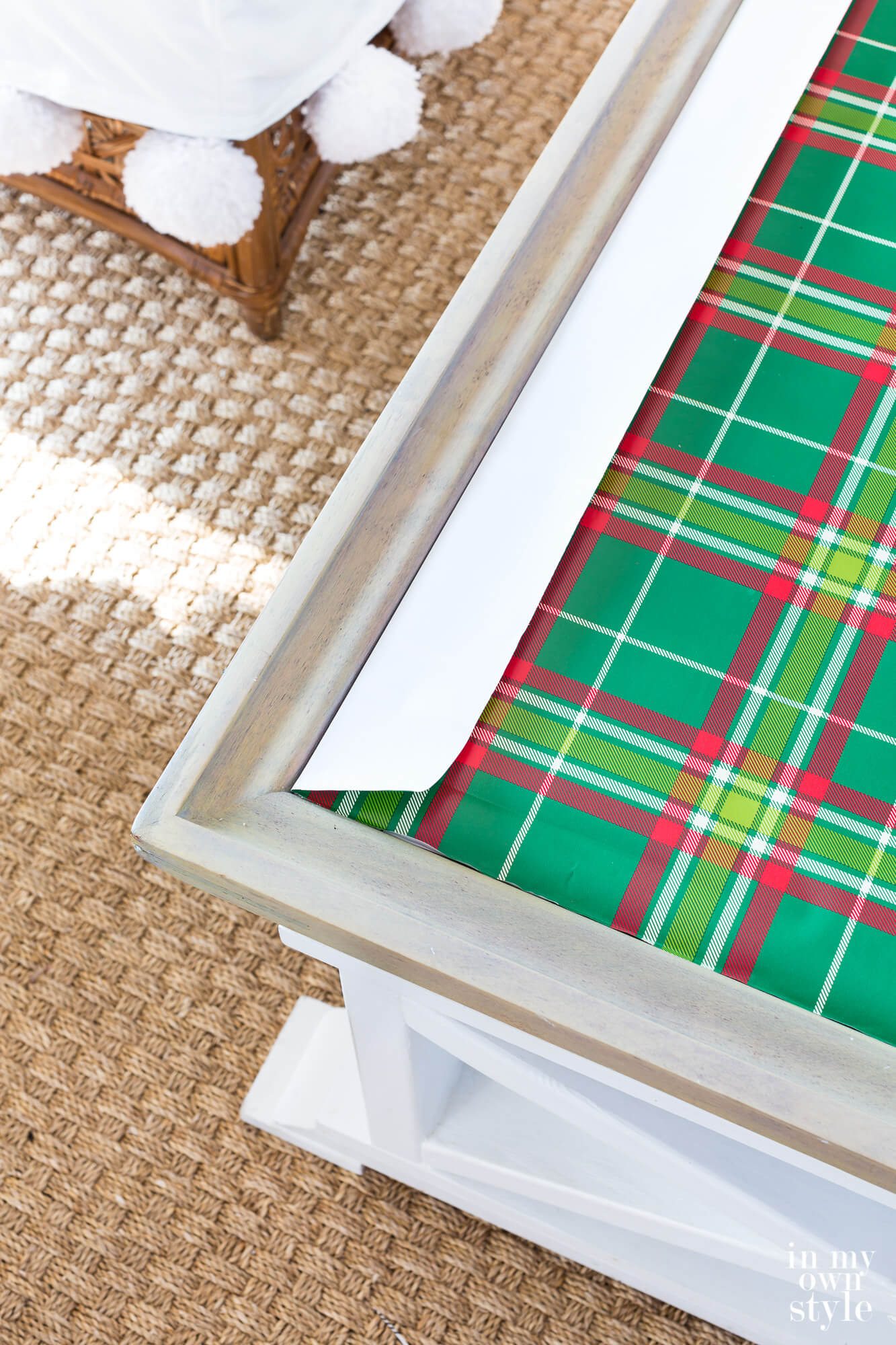 How to trim gift wrap to fit table top easily.