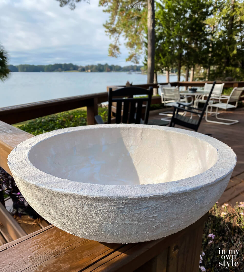Bowl drying outside.