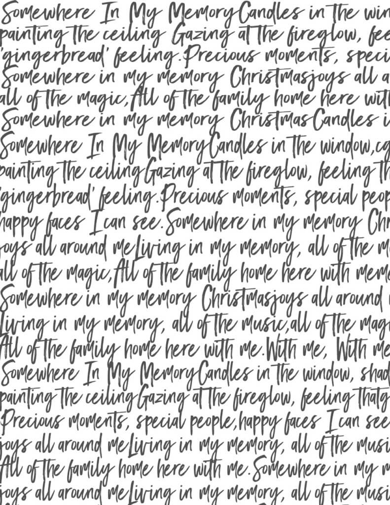 Somewhere in my memory lyrics from Home Alone. Free printable.
