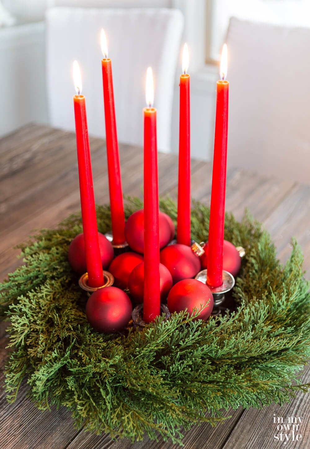 Decorating with Christmas Candles.