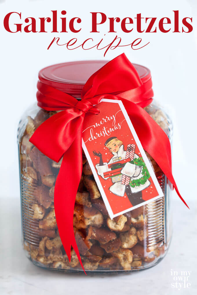 Garlic Pretzels recipe to make and or wrap as a gift.