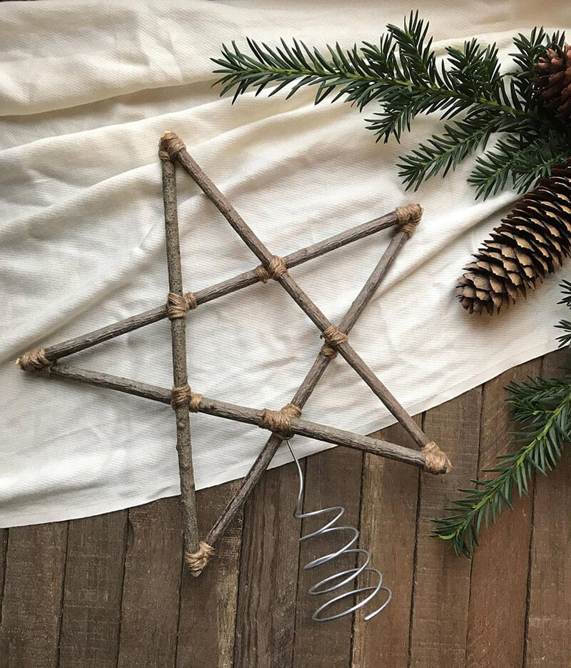 Rustic twig star Christmas tree topper