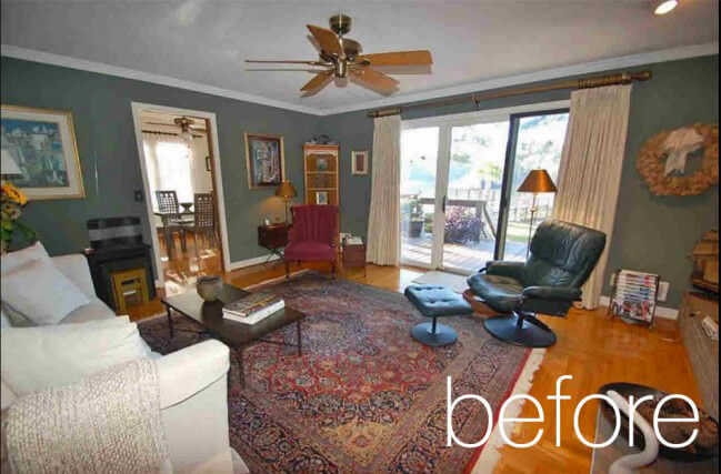 living room before - previous owners decor