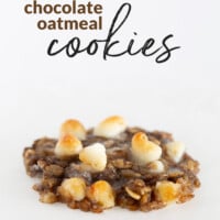 Close up of a white chocolate oatmeal banana cookie