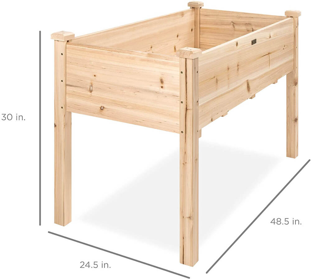 Dimensions of Elevated-Wood-Garden-Planter by Best Choice Products