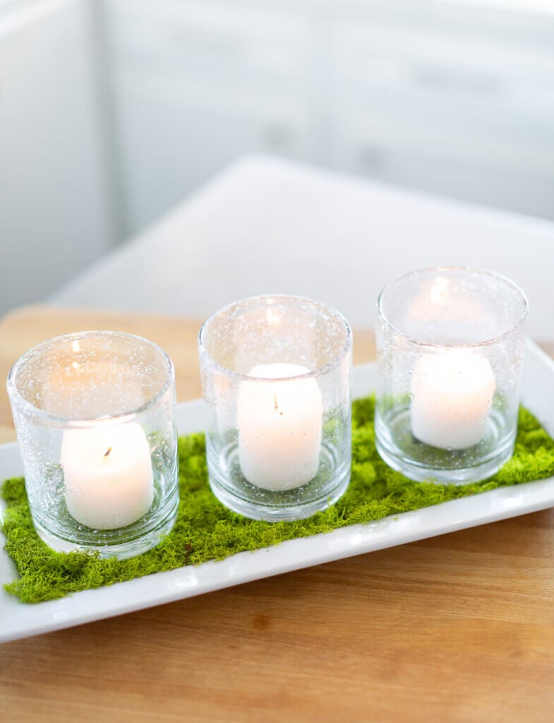 3 candle votive candle table centerpiece.