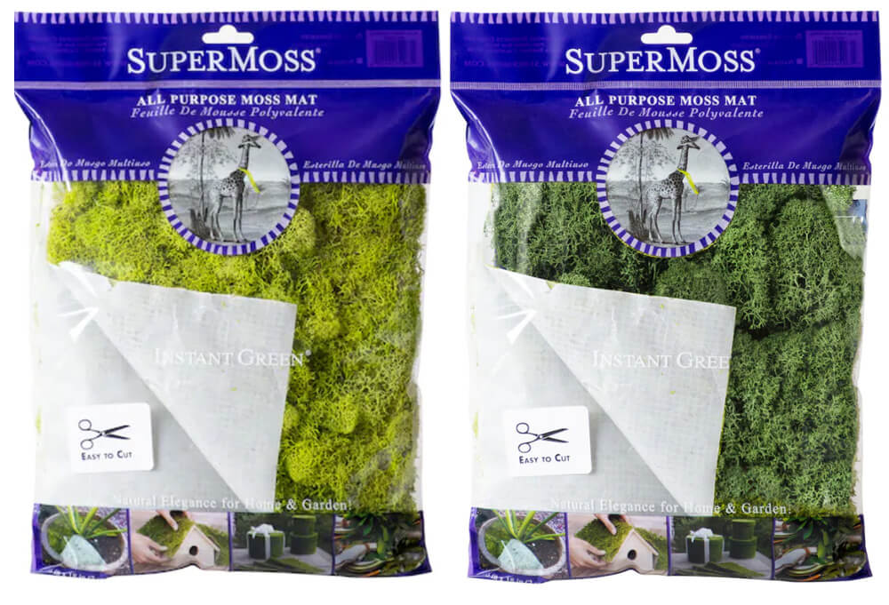 two colors of sheet moss mats