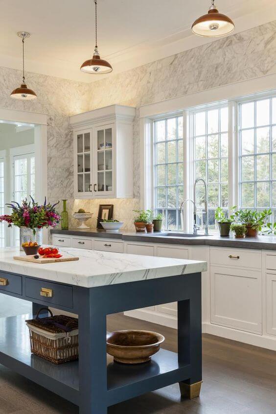 blue island in kitchen