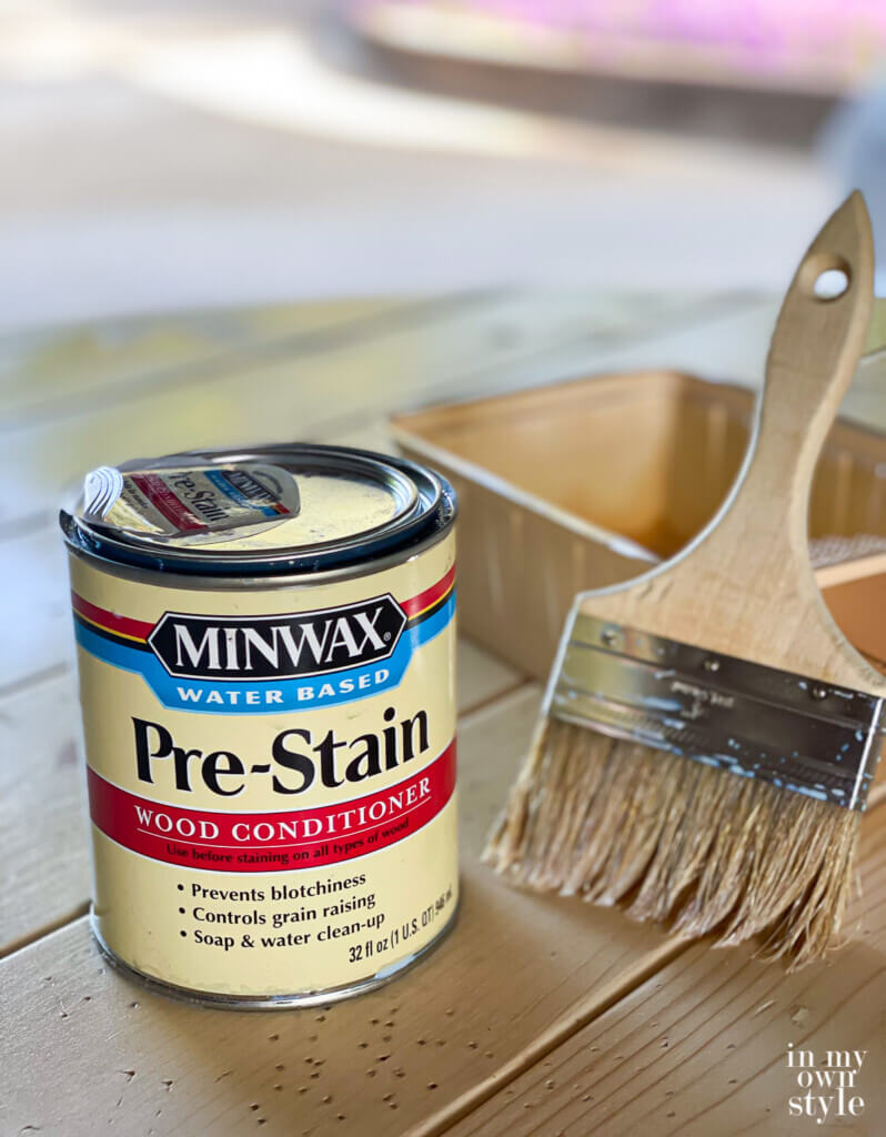 Minwax Pre-Stain used before staining the pine wood table top.