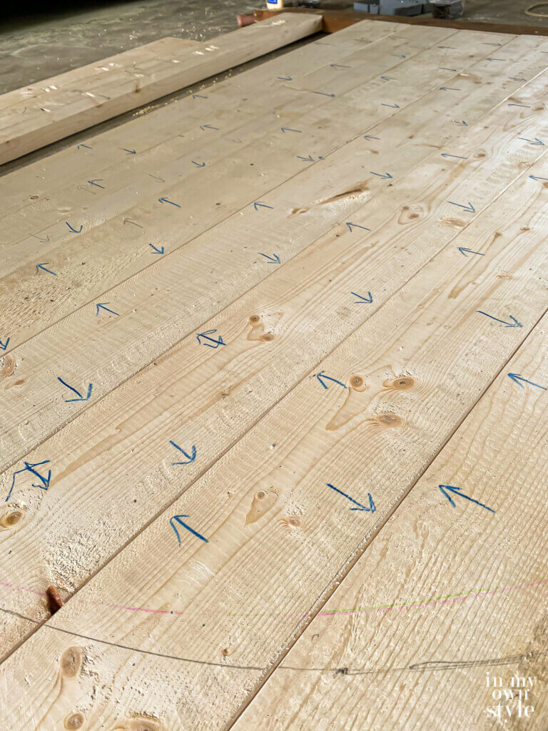 mark underside of table top where to make pocket holes