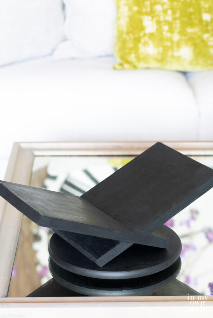 Finished Pottery Barn hack of an open book holder in black.