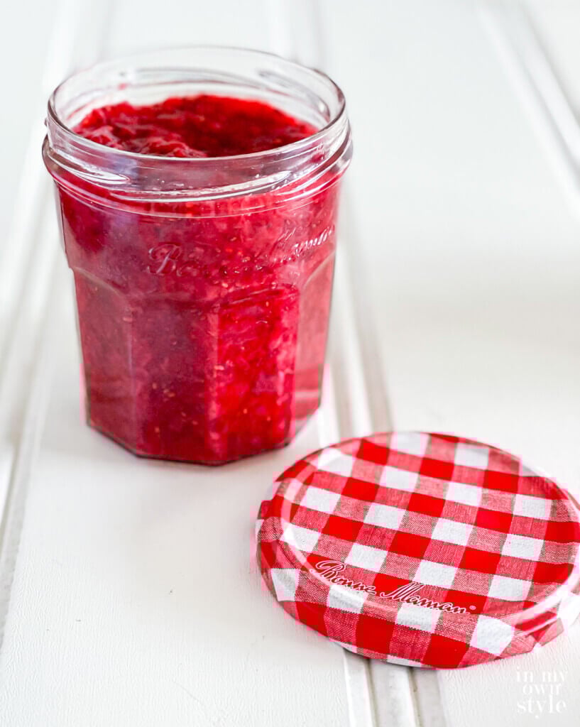 Homemade WFPB Strawberry Jam in jar.