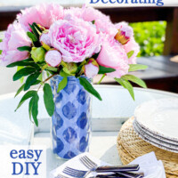 tall glass vase decorating idea using decorative paper.