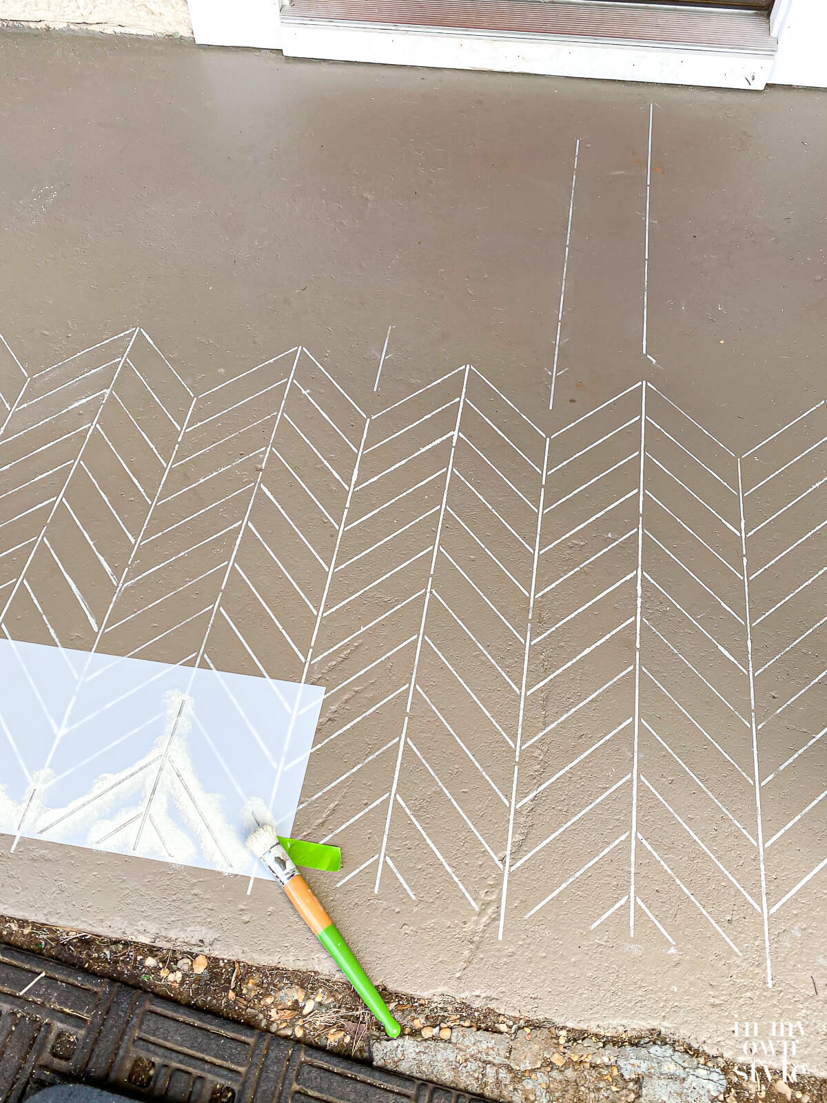 Using a large all over stencil on a porch floor