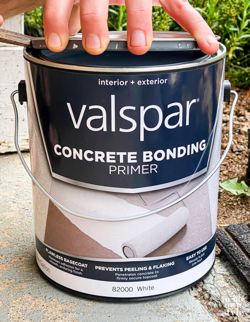 What to use before painting a concrete porch or patio floor. Valspar Concrete bonding primer.