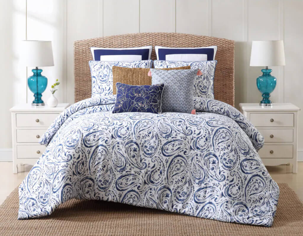 Blue and white bed in a bag is going to be used to create new mix and match bedding styles. 