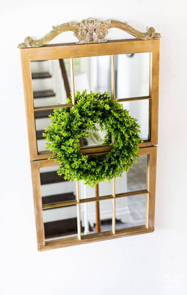 What can you do with an old wood window frame? Make a decorative mirror. More decorating ideas using old window frames
