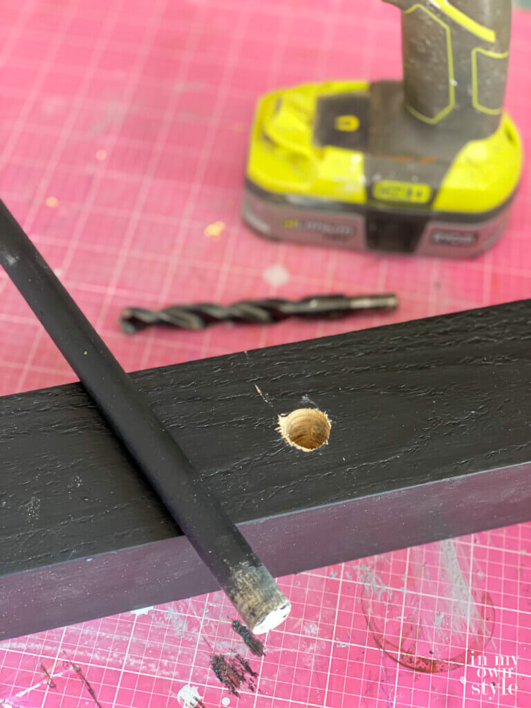 paint and drill holes in wood