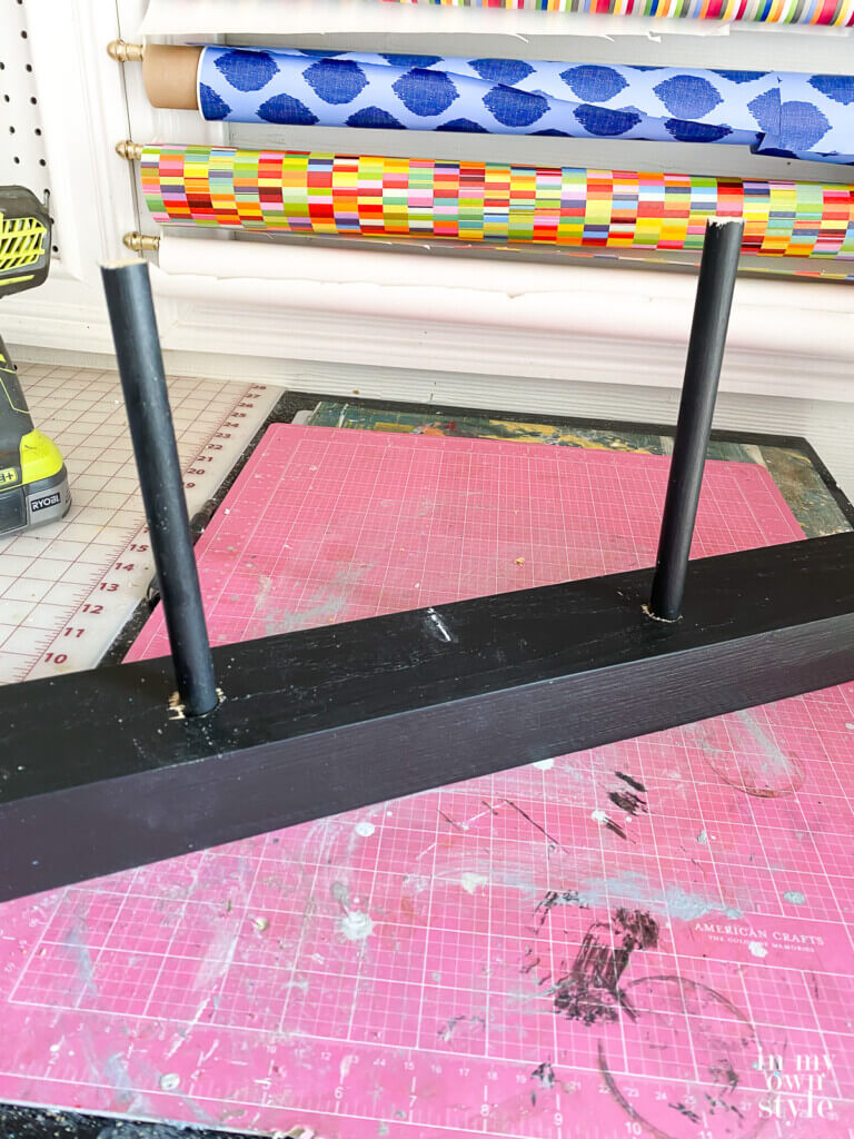 assemble wood stand to hold petrified wood slab