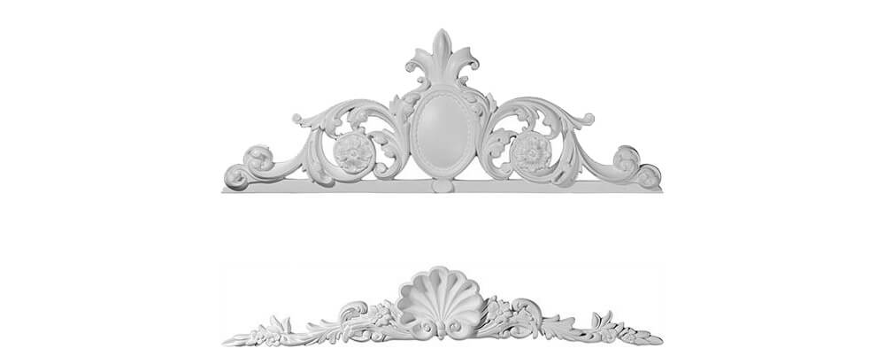 Two decorative pediments to use when decorating with old wood window frames.