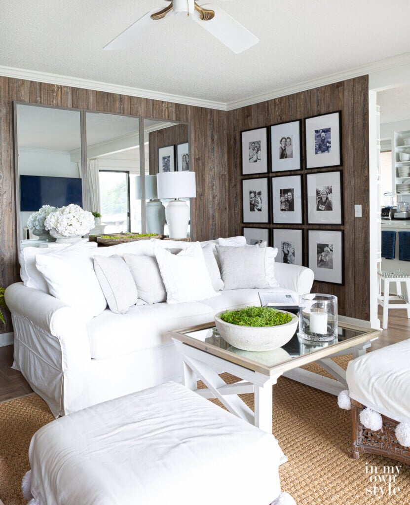 Small living room wall decorating ideas using mirrors.