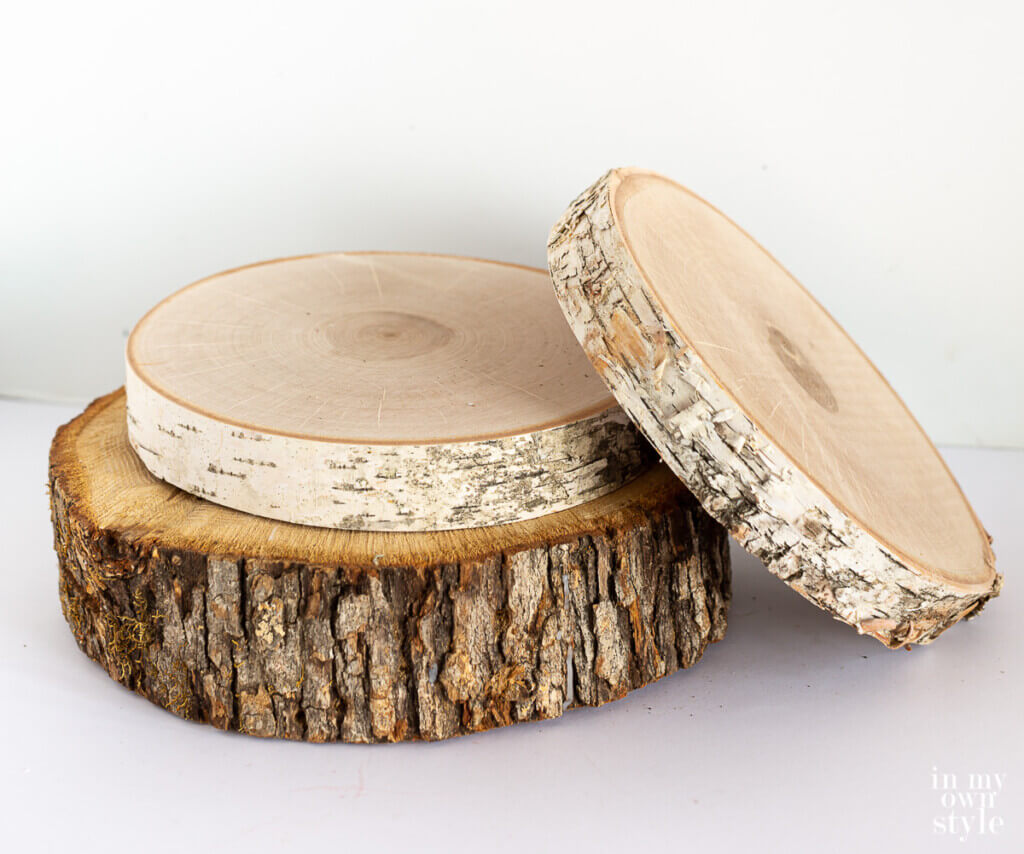 3 wood slices from a tree trunk