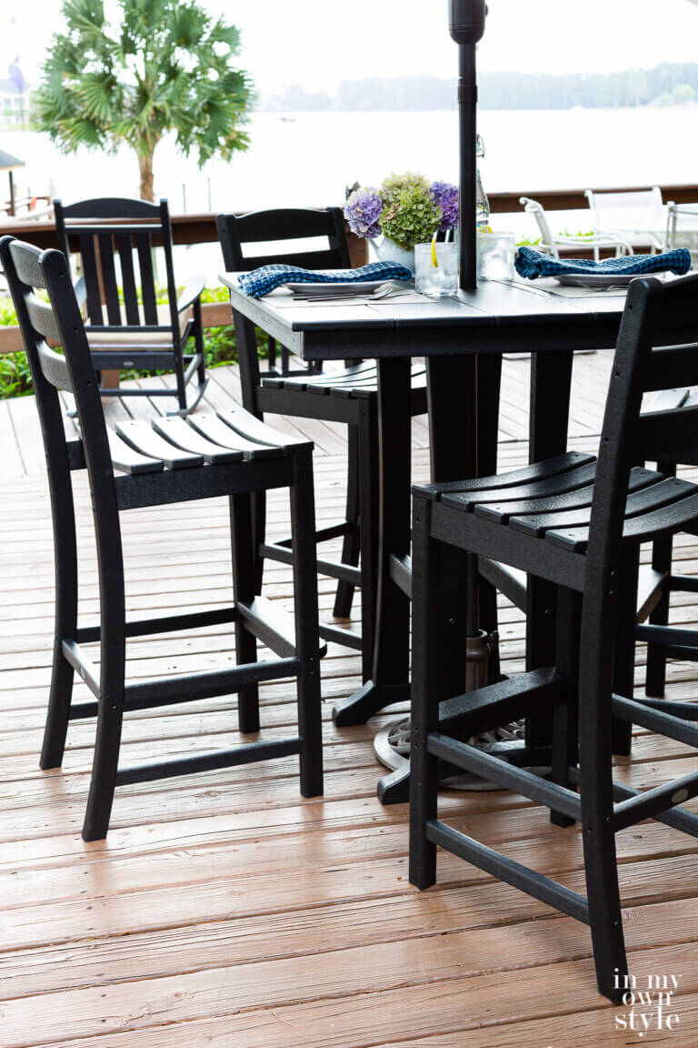 Black Bar Height Table and Chair set made by POLYWOOD