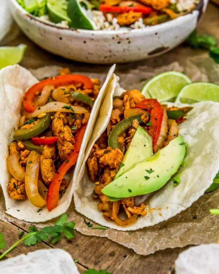 Vegan-Soy-Curl-Fajitas recipe from Monkey and Me
