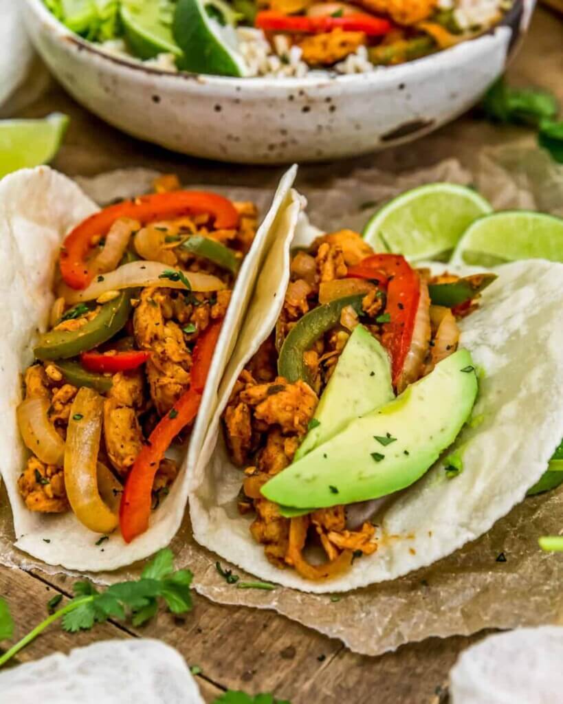 Vegan-Soy-Curl-Fajitas recipe from Monkey and Me