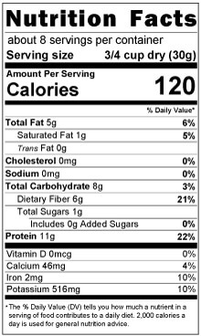 soy curls nutrition label
