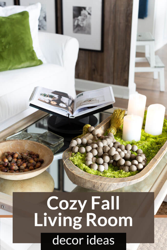 Moody cozy style for a living room without pumpkins.