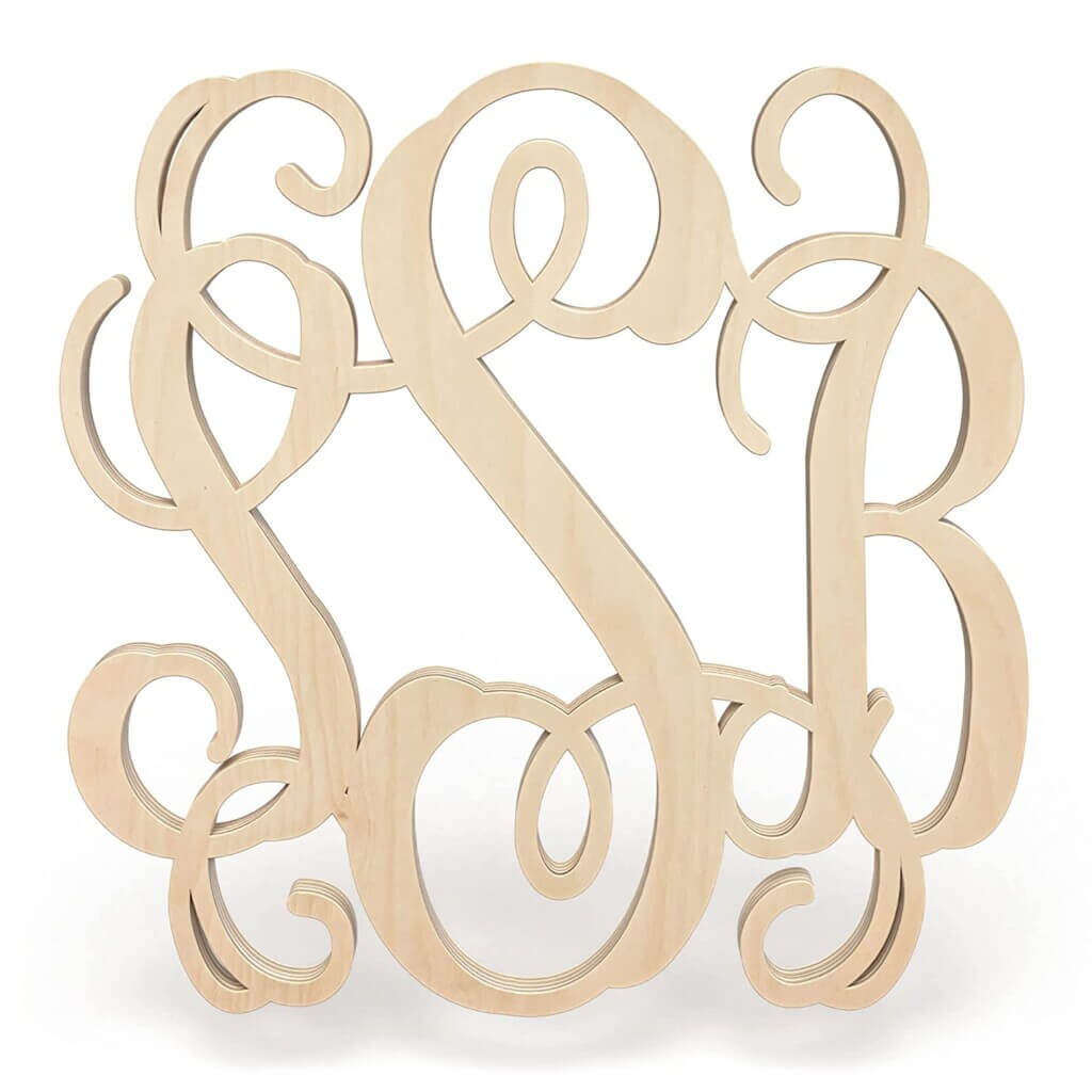 Large wood cutout monogram to buy.