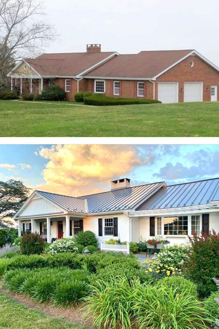 Red brick ranch house makeover to a Modern Farmhouse
