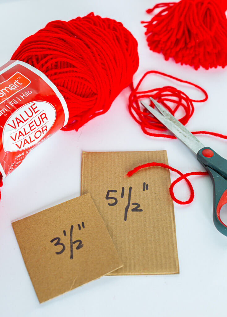 supplies needed to make a yarn tassel with a twisted cord to hang it on a key.