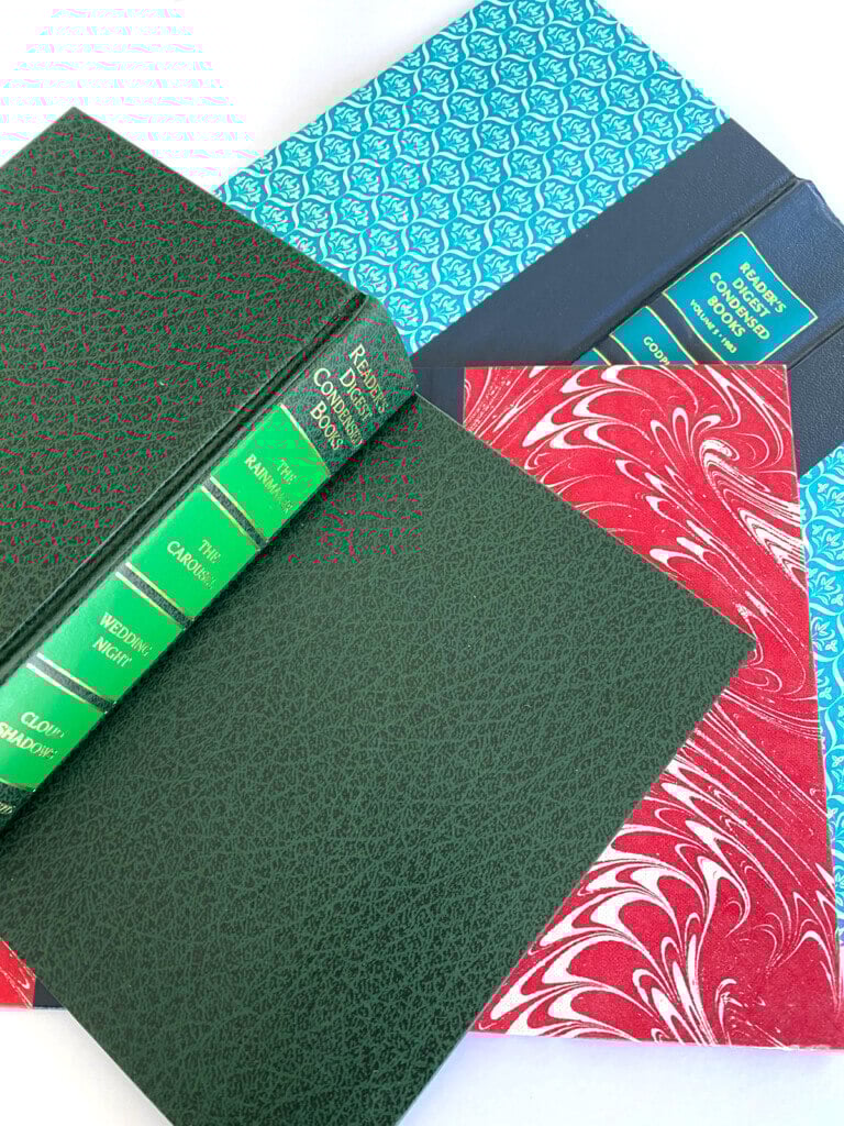 3 book Reader's digest condensed book covers to be made into creative home decor accessories.