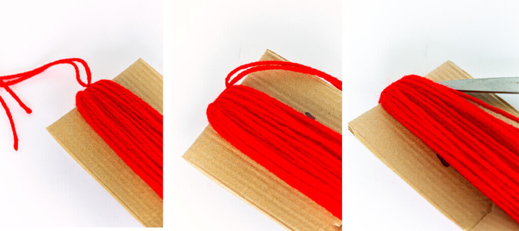 How to wind yarn around Cardboard to make a tassel