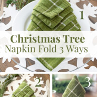 3 ways to Fold a napkin into a Christmas tree shape on a dinner plate