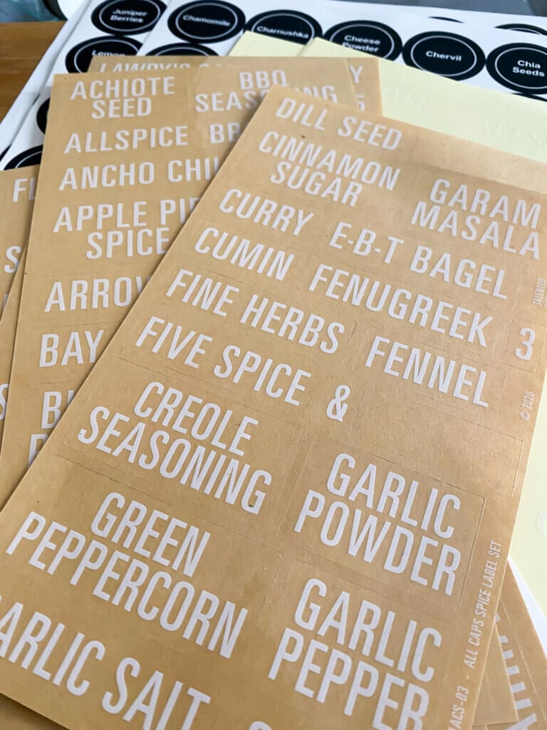 White printed clear spice jar labels to buy.