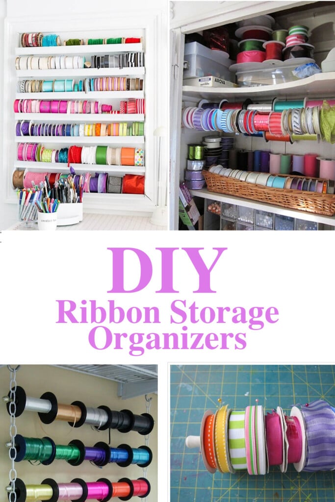 DIY Ribbon Storage Organizing ideas that are easy to make.